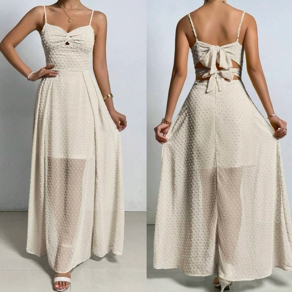 Boho Swiss dot twist front tie back cami dress - Picture 16 of 16